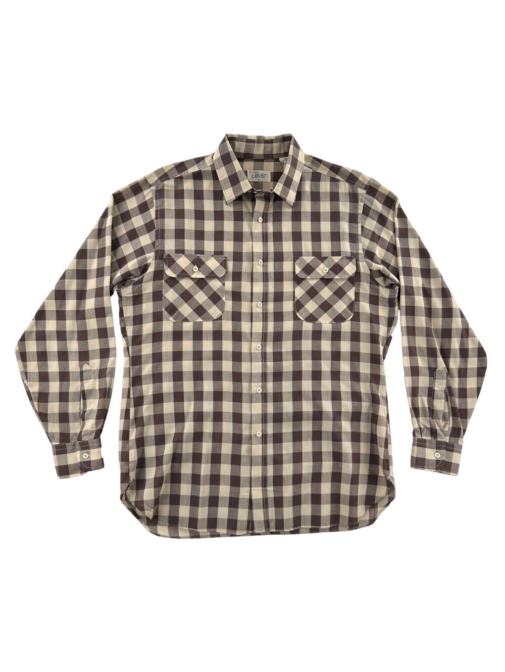 Vintage 80s Levi's Brown Check Button Front Shirt Large